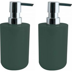 MSV Zeeppompje/dispenser Porto - 2x - PS kunststof - donkergroen/zilver - 7 x 16 cm - 260 ml - Zeeppompjes