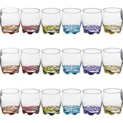 Set van 18x stuks drinkglazen/waterglazen kleurenmix 310 ml - Drinkglazen