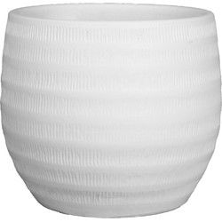 Floran Bloempot - wit - mat - relief - keramiek - 17,5 x 17 cm - Plantenpotten