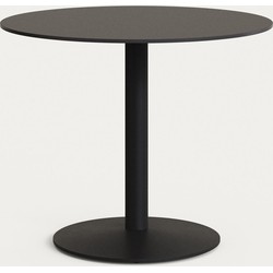 Kave Home - Zwarte ronde Esilda-buitentafel met zwart gelakte metalen poot Ø 90 x 70 cm