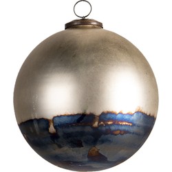 Clayre & Eef Kerstbal XL  Ø 17 cm Goudkleurig Zwart Glas Rond Kerstboomversiering