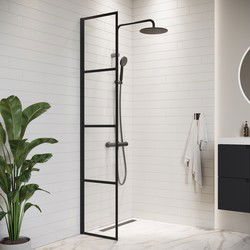 Badplaats Douchewand Essos 40 x 200 cm - Zwart – Inloopdouche 8 mm Veiligheidsglas