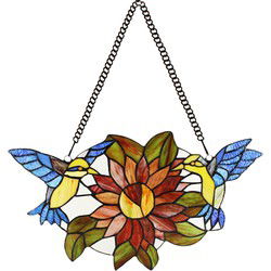 Lumilamp Glaspaneel Tiffany Bruin Glas Vogel