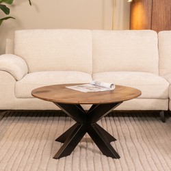 LABEL51 Salontafel Otis - Nature - Mangohout - 80 cm - Rond