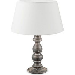 Home sweet home tafellamp Banjo vintage bruin & lampenkap Largo - wit