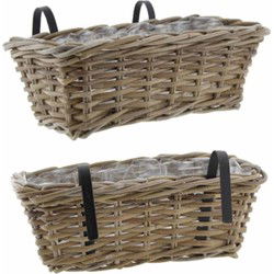 balkonbak rotan 41x22h15cm grijs split Van der Leeden