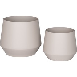 QUVIO Bloempotten – Set van 2 – Metaal – Beige