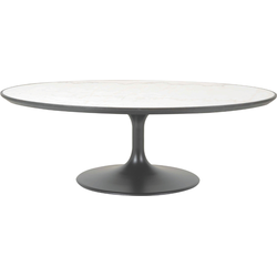 Ovale salontafel van wit marmer - TULIPE
