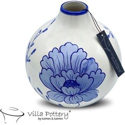 Villa Pottery  Milou blauwe bloemenvaas 20x20