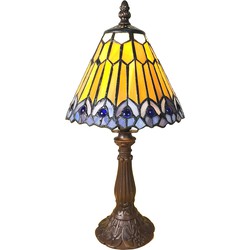 LumiLamp Tiffany Tafellamp  Ø 20x34 cm  Bruin Kunststof Glas Tiffany Bureaulamp
