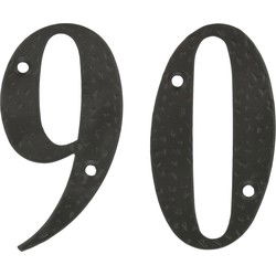 AMIG Huisnummer 90 - massief gesmeed staal - 10cm - incl. bijpassende schroeven - zwart - Huisnummers