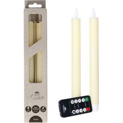 Anna's Collection LED dinerkaarsen - 4x - ivoor - 23 cm - LED kaarsen