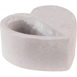 Clayre & Eef Bloempot Hart 13x13x6 cm Grijs Steen Plantenpot