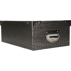 5Five Opbergdoos/box - zilver - L48 x B33.5 x H16 cm - karton - Opbergbox