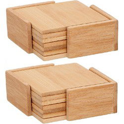 Glazenonderzetters - 12x - incl. houder - onderleggers - bamboe - Glazenonderzetters