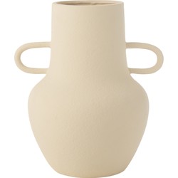 J-line - Vaas Kruik 2 Handvat Aardewerk Beige Large - 26x21x29.5cm