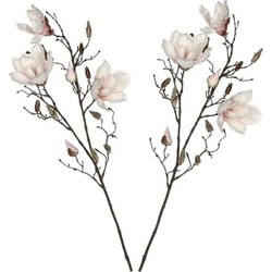 2 stuks Magnolia beverboom kunstbloemen takken 90 cm decoratie - Kunstplanten