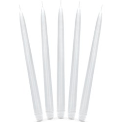 Partydeco Dinerkaarsen - mat wit - 10x stuks - 24 cm - 5 Branduren - Dinerkaarsen