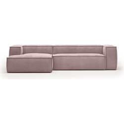 Kave Home - 3-zitsbank Blok corduroy roze met chaise longue links 300 cm