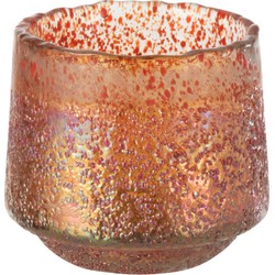 J-line - Theelichthouder Stippen Glas Oranje Medium - 14x14x13cm