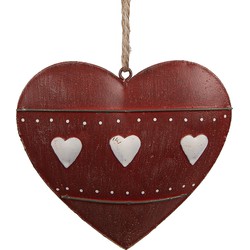 Clayre & Eef Decoratie Hanger Hart 10 cm Rood IJzer