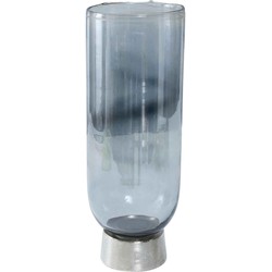 PTMD Angelo Rond Windlicht - H39 x Ø14 cm - Aluminium/glas - Zilver