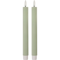 Clayre & Eef LED Dinerkaarsen set van 2 Ø 2x25 cm Groen Wax
