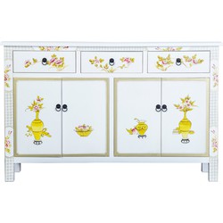 Fine Asianliving Chinees Dressoir Wit Handbeschilderd B140xD34xH90cm