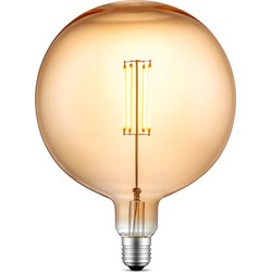 Edison Vintage LED filament lichtbron Carbon - Amber - G180 Global - Retro LED lamp - 18/18/23cm - geschikt voor E27 fitting - Dimbaar - 4W 400lm 2700K - warm wit licht