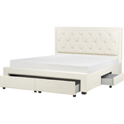 Beliani LIEVIN - Tweepersoonsbed-Beige-Fluweel