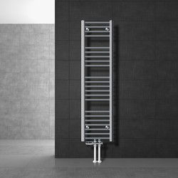 Badkamer radiator middenaansluiting 300x1400 mm chroom recht met voetaansluitset LuxeBath