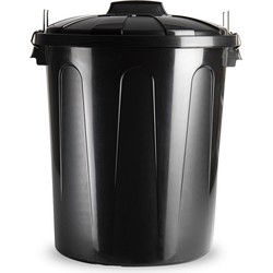 Plasticforte Vuilnisbak/prullenbak - 51 liter - zwart - kunststof - Prullenbakken