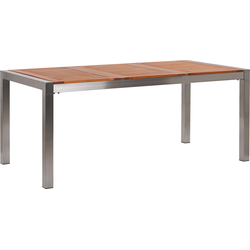 Beliani GROSSETO - Eettafel-Lichte houtkleur-RVS, Eucalyptushout