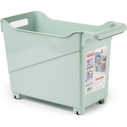 Plasticforte opberg Trolley Container - mintgroen - op wieltjes - L38 x B18 x H26 cm - kunststof - Opberg trolley