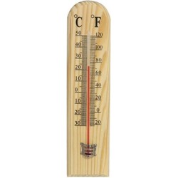 Binnen/buiten thermometer hout 20 x 5 cm - Buitenthermometers