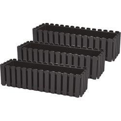 Prosperplast Plantenbak - 3x - kunststof - antraciet - 58 x 18 x 16 cm - Plantenpotten