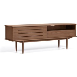 Kave Home - Carolin TV-meubel in walnotenhoutfineer met één deur en lade, 180 x 63,5 cm