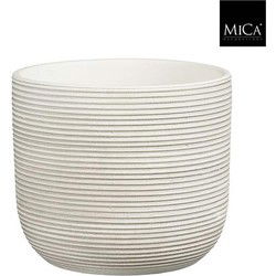Mica Decorations Bloempot Samuel - 22x22x19 cm - Terracotta - Gebroken Wit