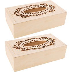 Cosy & Trendy Tissuedoos - 2x - 26 x 14 cm - hout - rechthoekig -tissuebox - Tissuehouders