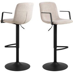Barkruk - Beige Stof - Zithoogte 84cm - Selvik - Set van 2