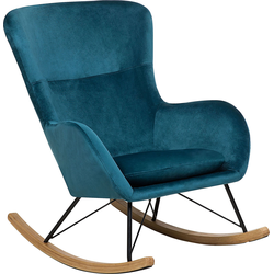 Beliani ELLAN - Schommelfauteuil-Blauw-Fluweel