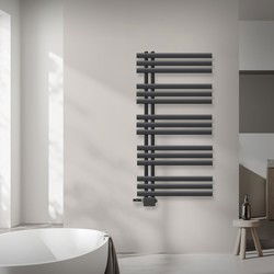 Badkamerradiator middenaansluiting 600x1200 mm antraciet met LuxeBath universele aansluitset