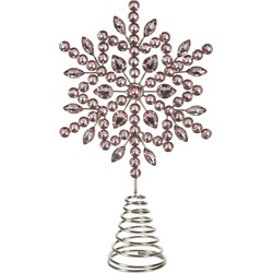 Christmas Decoration piek - ster vorm - lichtroze met steentjes - 23 cm - kerstboompieken