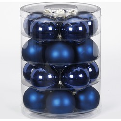 Tubes met 40x donkerblauwe kerstballen van glas 6 cm glans en mat - Kerstbal