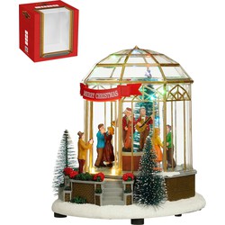 LuVille Kerstdorp Miniatuur Muziekkoepel - L20 x B17 x H21 cm - Meerkleurig