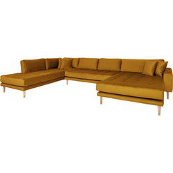 House Nordic U-Bank Lido met Open Einde Rechts Mosterd Geel Velvet
