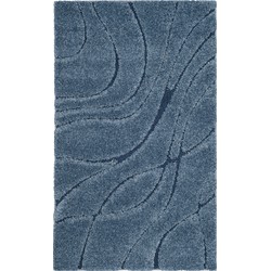 Safavieh Shaggy Indoor Woven Area Rug, Florida Shag Collection, SG471, in Light Blue & Blue, 122 X 183 cm