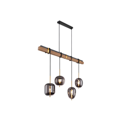 4-lichts hanglamp met houten frame | Hout | Hanglamp | brass antique | Woonkamer | Eetkamer
