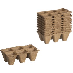 30x stuks Houtvezel kweekpotjes/stekpotjes trays met 6 vakjes 5 x 5 cm - Stekpotjes