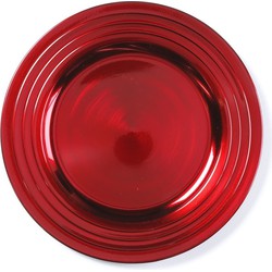 Ronde rode onderzet bord/kaarsonderzetter 33 cm - Kaarsenplateaus